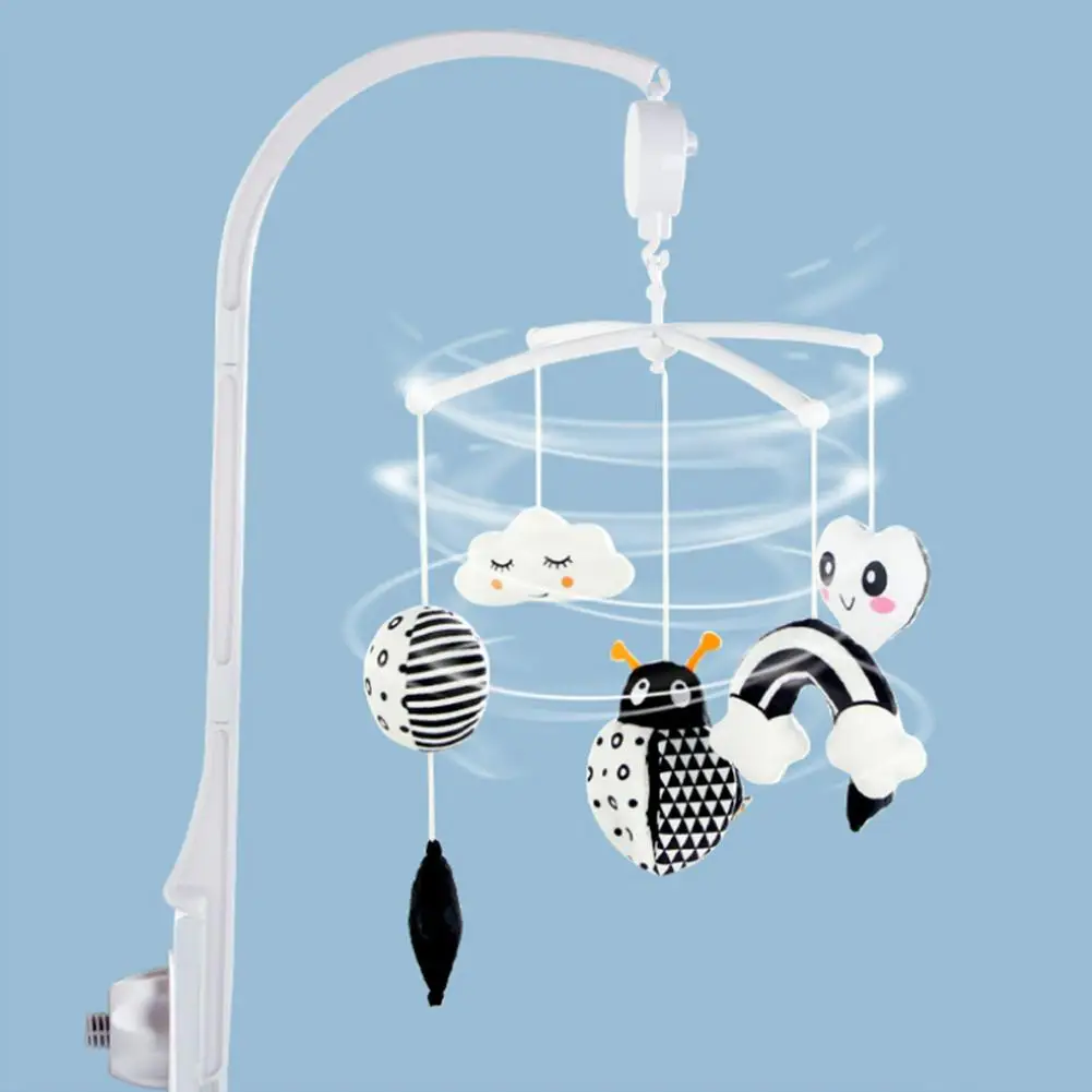 Infant Black And White Bed Bell Early Teaching Animal Music Rotating Electric Detachable Hanging Toy