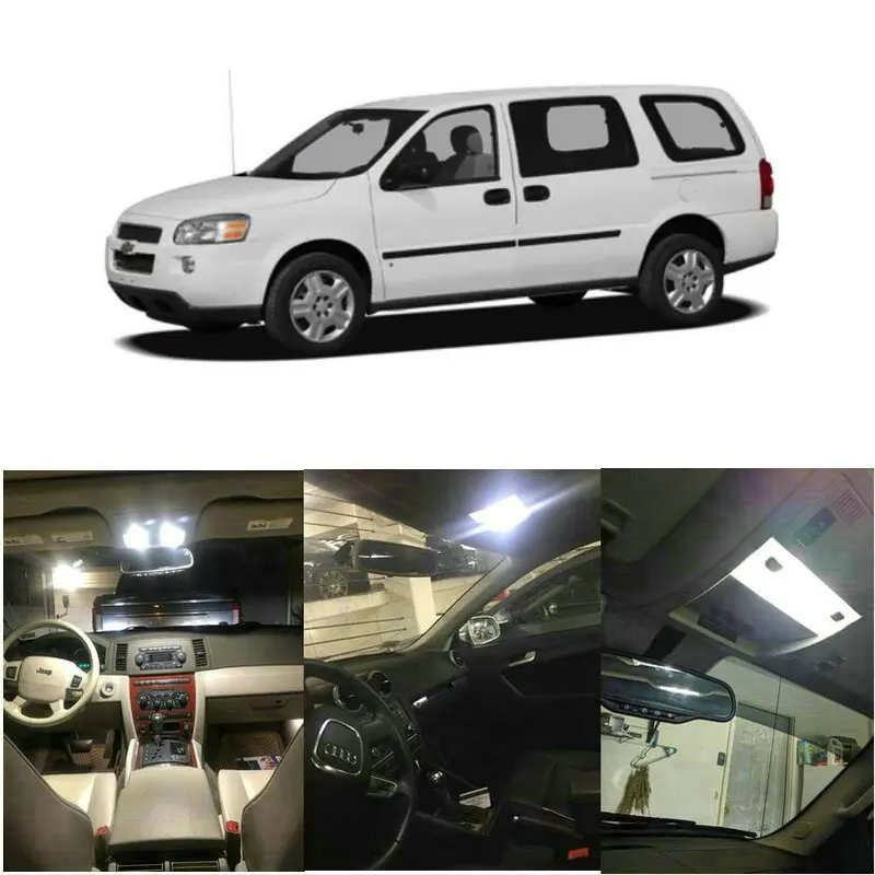 

Car Interior Led Light Kit For 2006 Chevrolet Uplander 8pc Licnse plate Dome Map trunk Lamp bulb error free t10