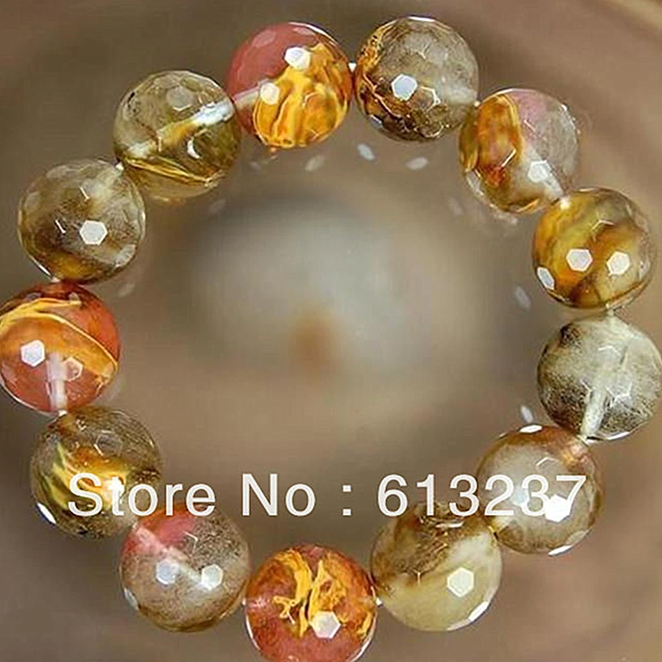 Fashion Watermelon Tourmaline stone 10mm Faceted Round loose Beads diy jewlry Bracelet 7.5