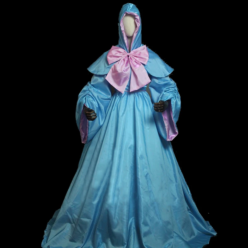 New Arrival Cinderella Princess Cosplay Costume Fairy Godmother Stage Performce Dress With Hood For Halloween Party Carnival