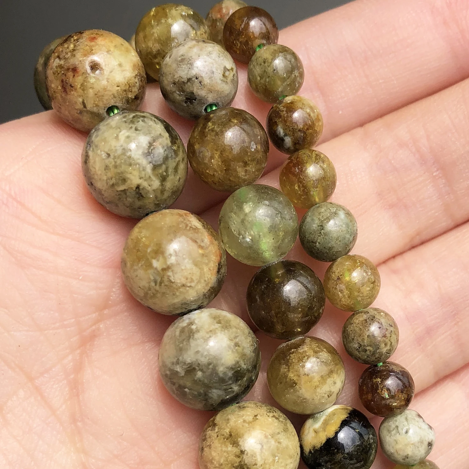 Natural Stone Beads Green Garnet Minerals Loose Round Beads 7.5\'\'Inches 6 8 10mm for Jewelry Making DIY Bracelet Accessories