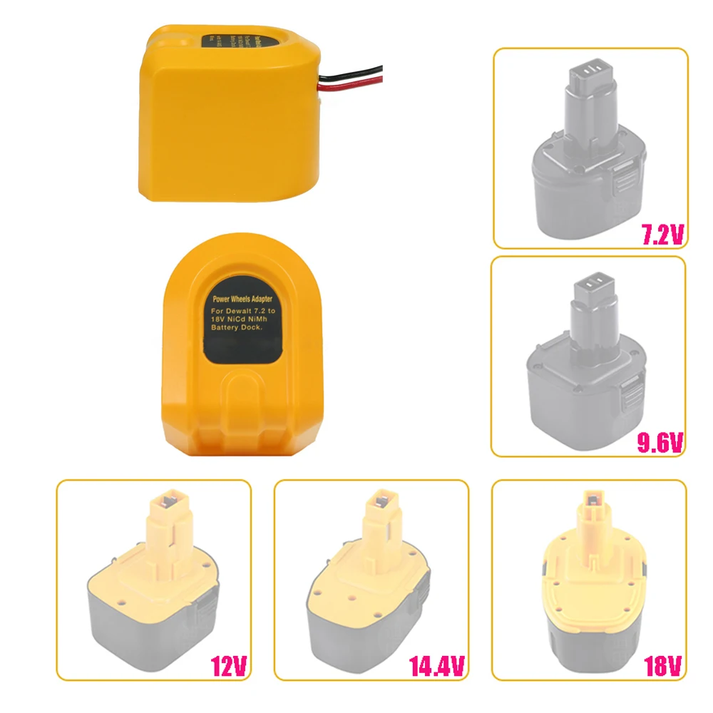 New Power Wheels Adaptor for Dewalt 7.2 9.8V 12V 14.4V 18V NI-CD NI-MH Battery Dock Power Connector 14 AWG DIY tools