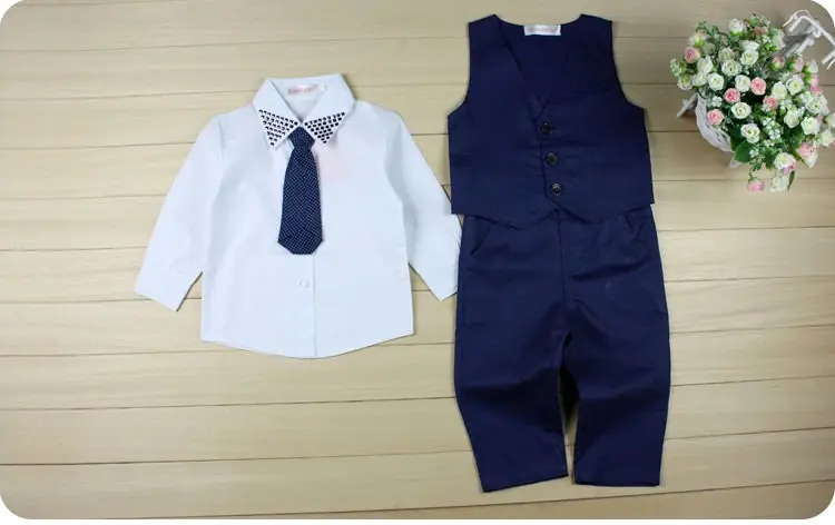 3pcs Set Autumn Children\'s Leisure Clothing Sets Baby Boy Clothes Vest Gentleman Suit for Weddings Formal Clothing Suits