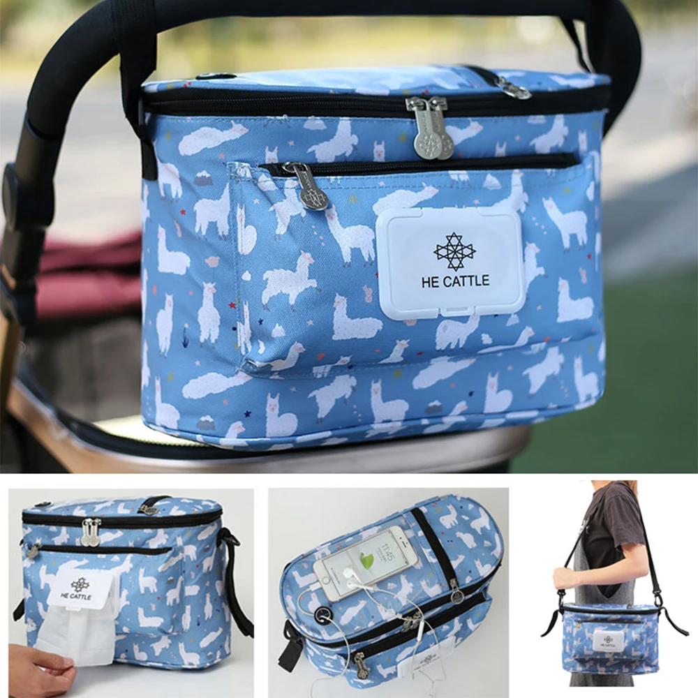 Pet Stroller Organizer Bag Diaper Bag Cartoon Baby Stroller Organizer Nappy Diaper Bags Carriage Buggy Pram Cart Basket Hook