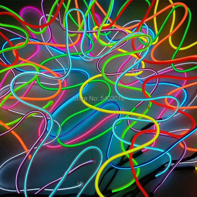 Nuovo 10 Colori Selezionare In Acciaio 2.8 millimetri EL Filo di Neon Lame con Acciaio All'interno Magia Neon Filo Semi-Rigido LED striscia per la Decorazione di DIY