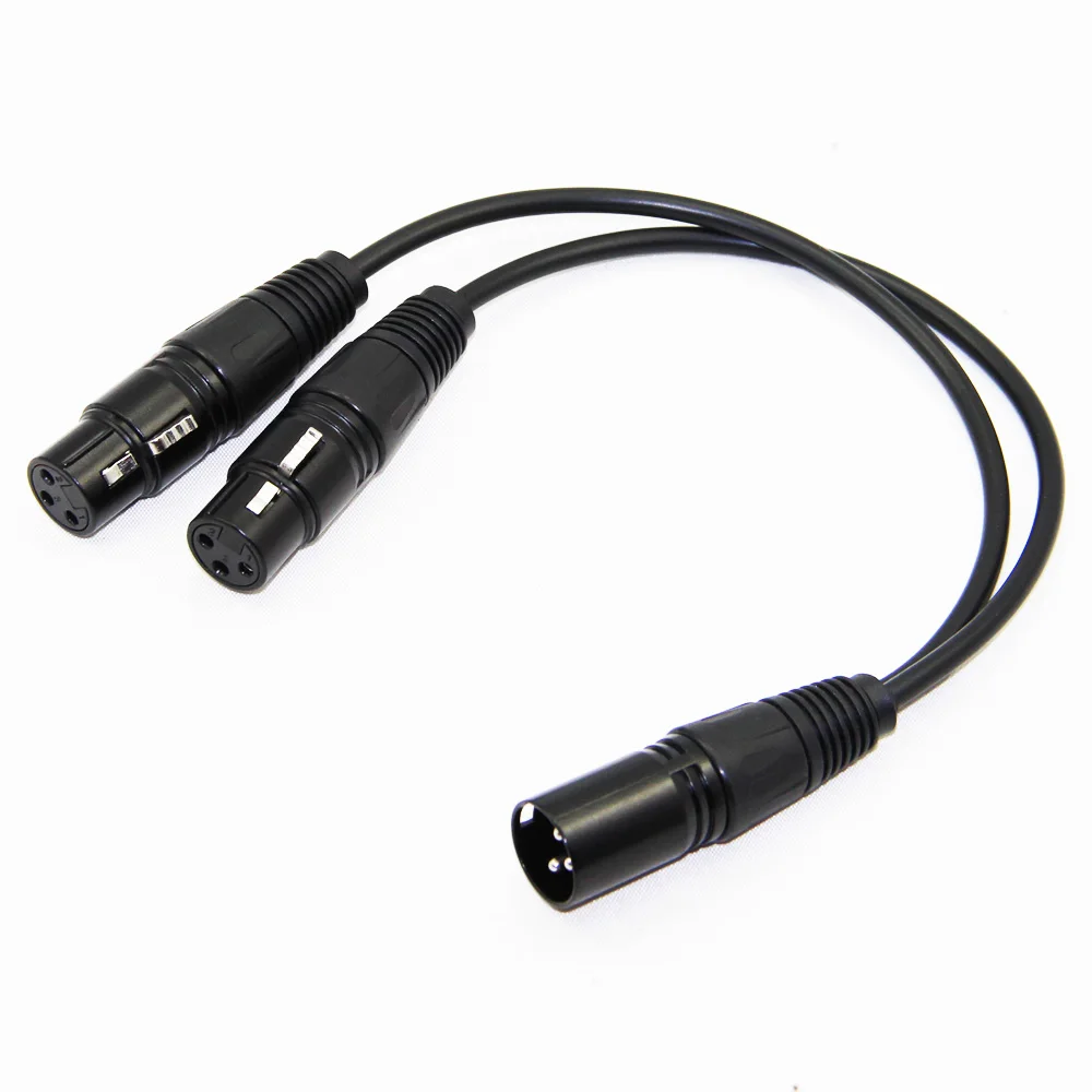 XLR Male to Female Connector One to Two 3Pin 30cm  Splitter Cable Converter for Stage Light Moving Head DJ Party Lights