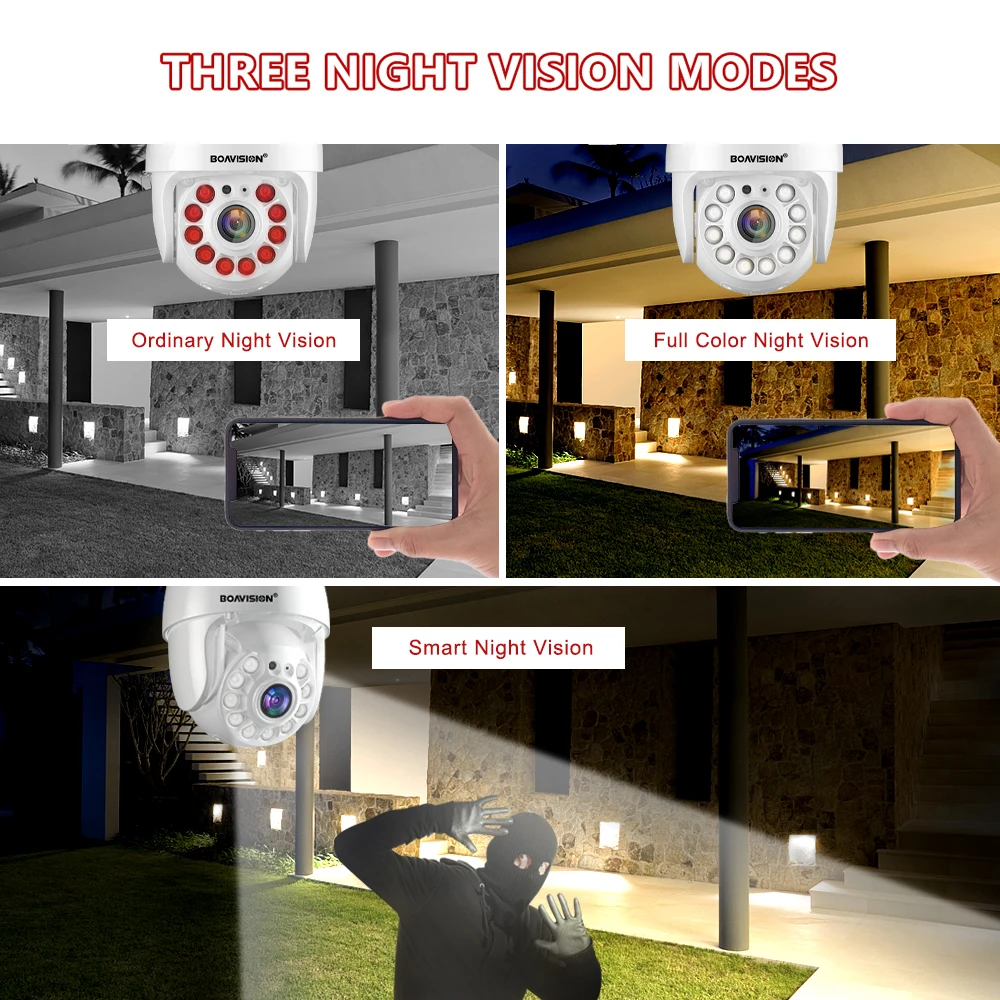 كاميرا مراقبة 5 ميجابكسل 4 ميجابكسل 2 ميجابكسل تعمل بالواي فاي كاميرا مراقبة خارجية بتقنية الذكاء الاصطناعي والكشف عن الألوان والرؤية الليلية 4 ميجابكسل زووم رقمي كاميرا مراقبة IP صغيرة PTZ #4