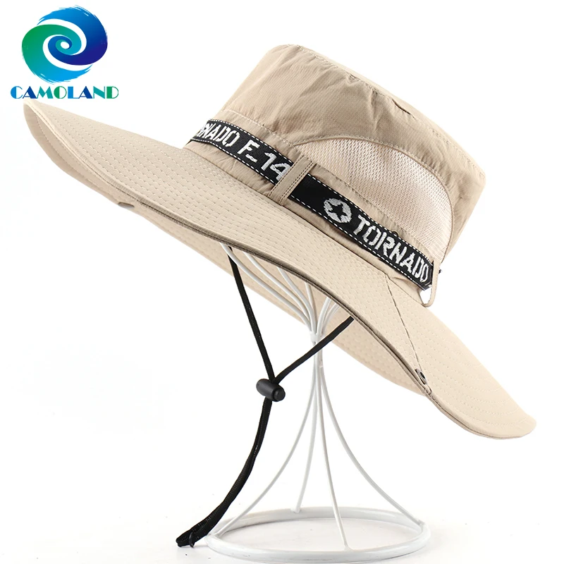 

CAMOLAND 12cm Long Wide Brim Bucket Hat For Women Men Summer UPF 50+ Sun Hat Outdoor Male Safari Fishing Camping Beach Caps