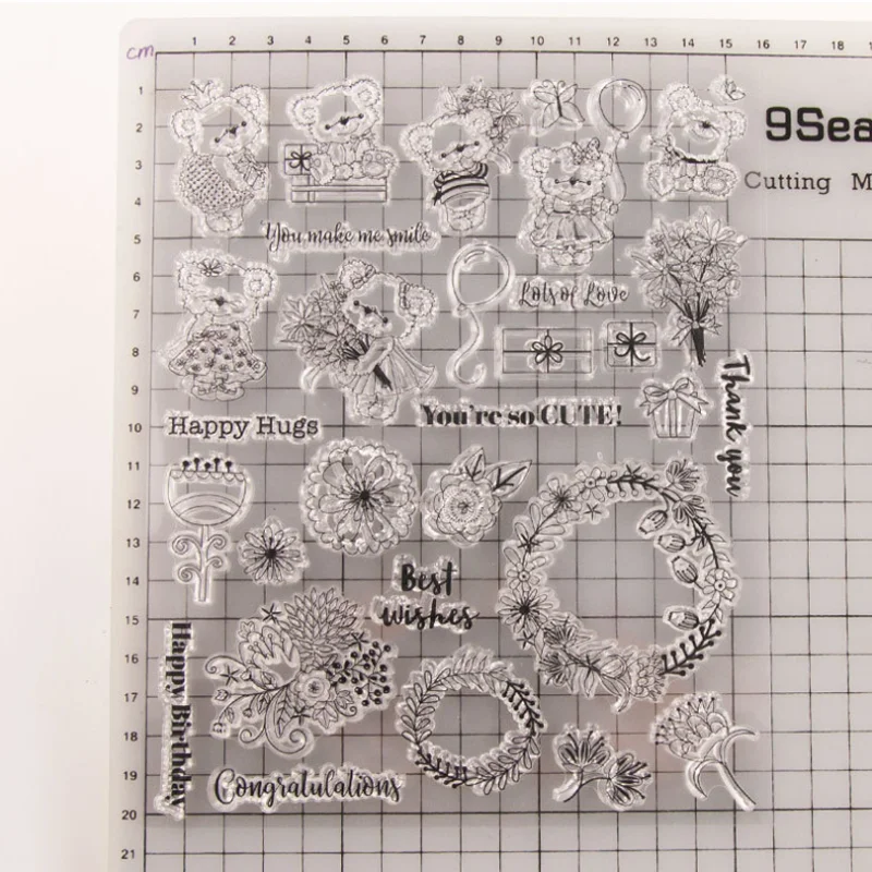 Zegen Kleine Beer Transparant Clear Siliconen Stempel Seal Snijden Diy Plakboek Rubber Stamping Kleuring Dagboek Decor Herbruikbare