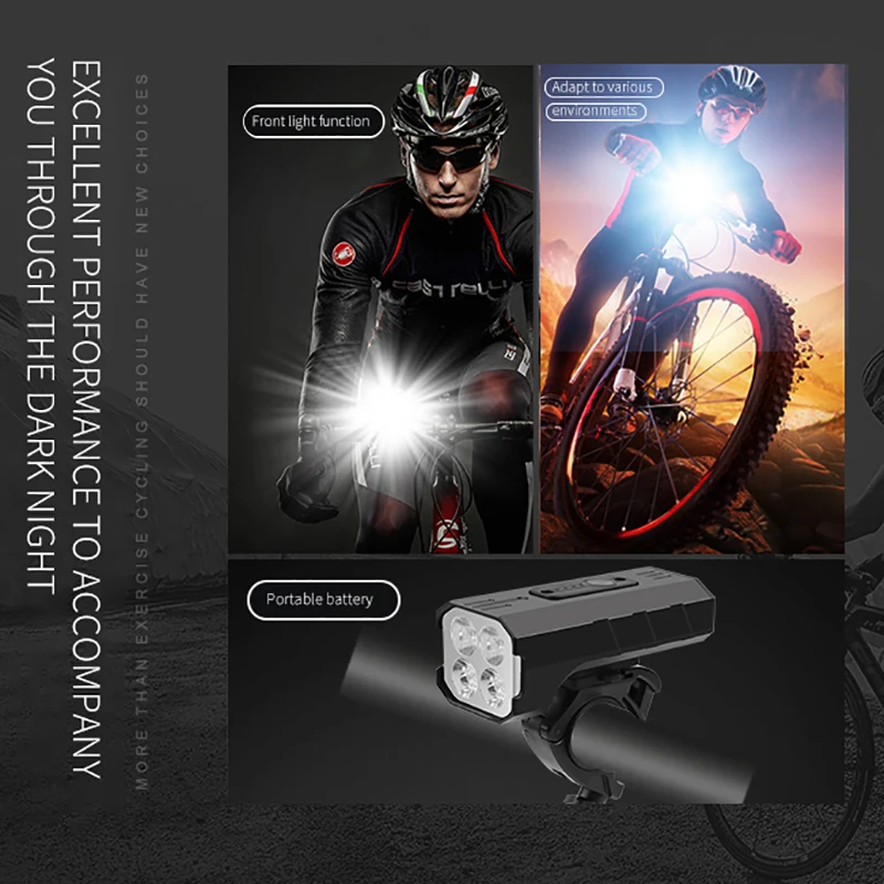 Bicycle Light 3000 Lumens 5200mAh Bike Headlight Power Bank Flashlight Handlebar TYPE-C USB Charging MTB Road Cycling Highlight