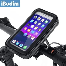 iBudim Waterproof Bicycle Phone Holder Case Bike Motorcycle Handlebar Cellphone Mount Bag GPS Mobile Phone Stand Bracket Cover
