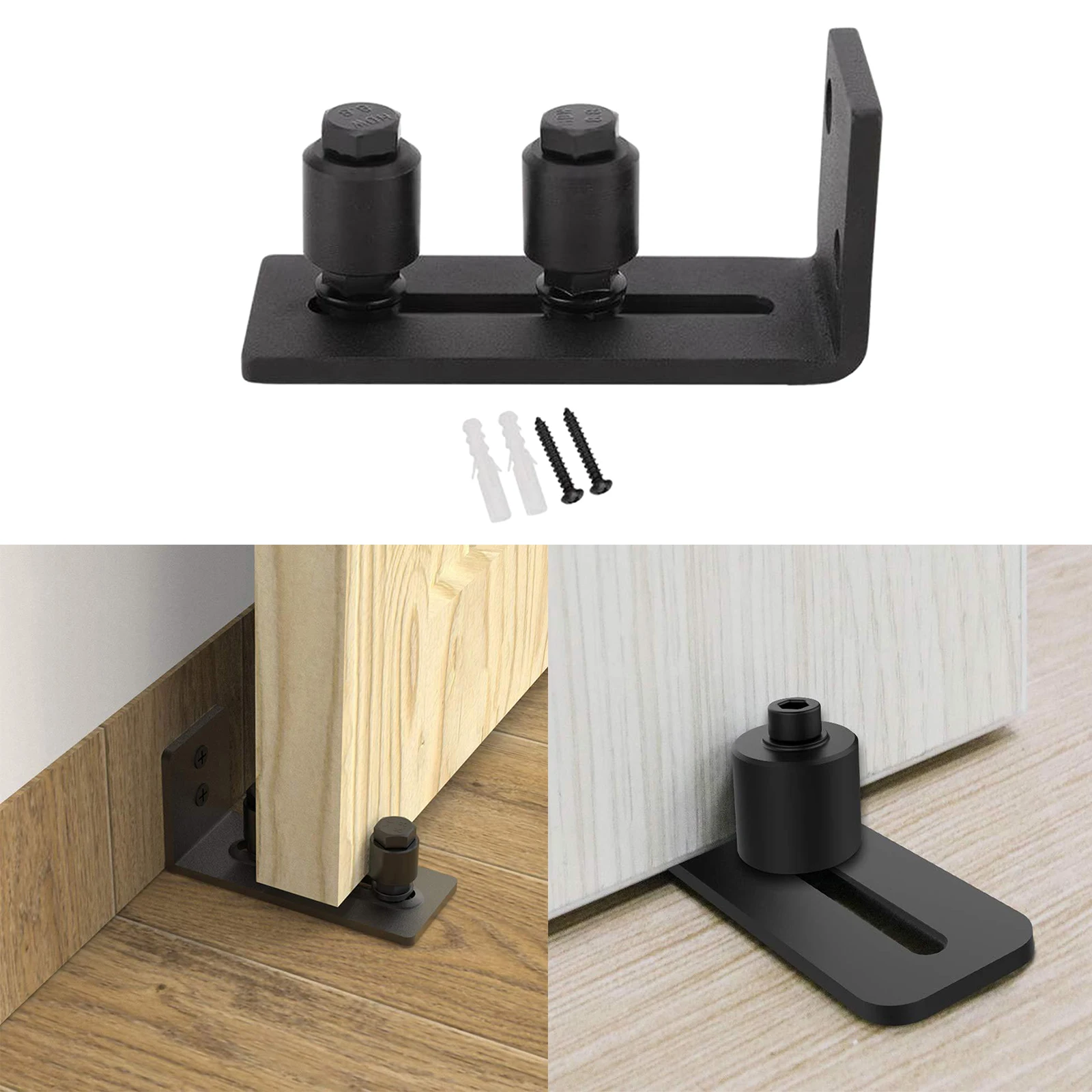 Sliding Barn Door Guide Black Carbon Steel Sliding Door Roller Guide Sit Fit All Barn Doors Within 50mm Thickness