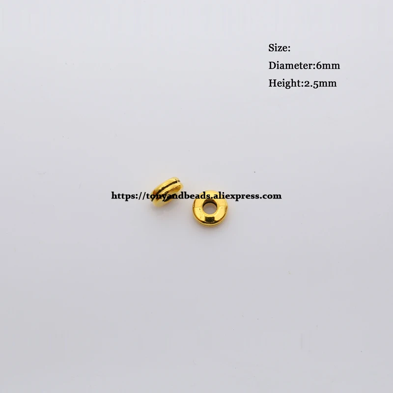 (50 Stück / Los!) Europäischer Spacer-Charm-Verbinder, Crimp-Endperlen aus Legierung in Antikgoldfarbe, geeignet für die Armbandherstellung. – Detail 40