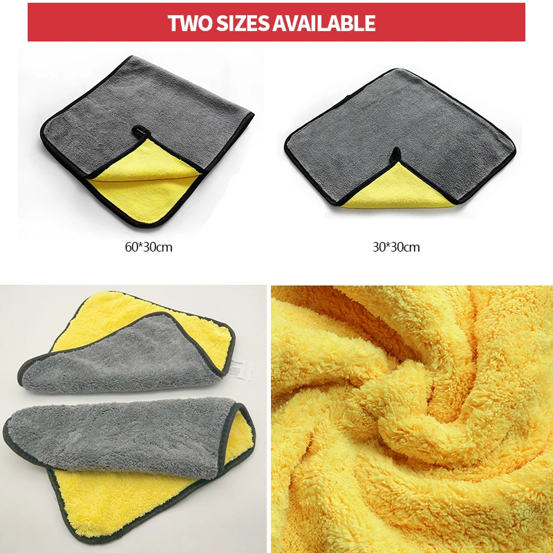 Microfiber Cleaning Cloth Micro Fiber Car Wash Towels Double Layer Extra Soft Fast Drying Car Wash Rags for Car Wash Accessories