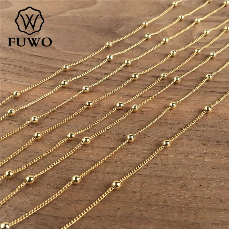 Imagem -04 - Fuwo-big Brass Bead Cadeia com Ouro Mergulhado Colar Anti-manchado Alta Qualidade Fabricação de Jóias 1.33.5 mm 10 Metros por Lote Nc009