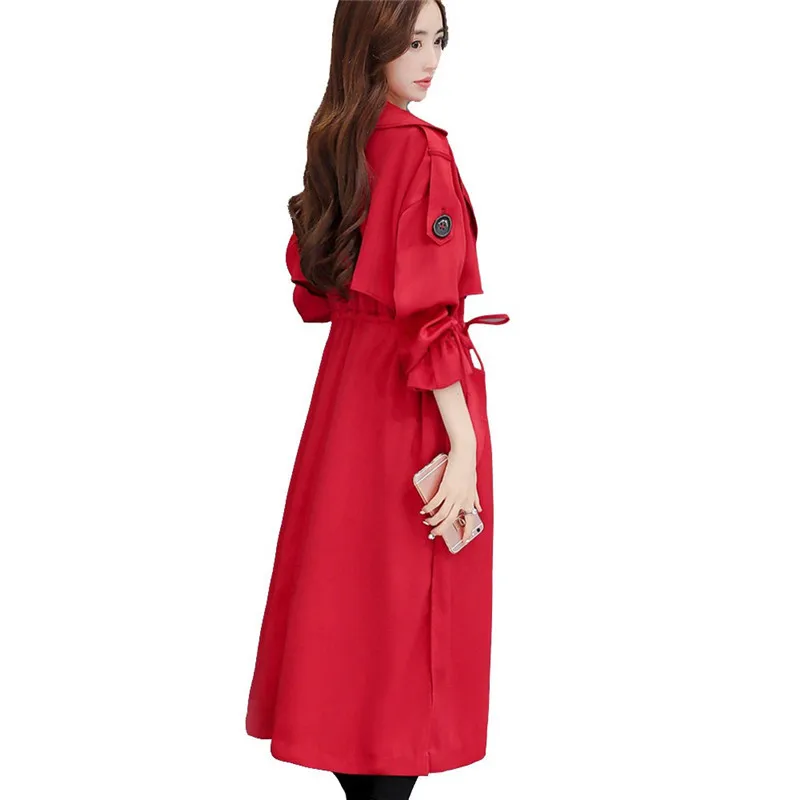 

Coat Women's Slim Windbreaker Female Spring Autumn Red Double Breasted Trench Coat Para As Mulheres Elegant Coats WXF110 s