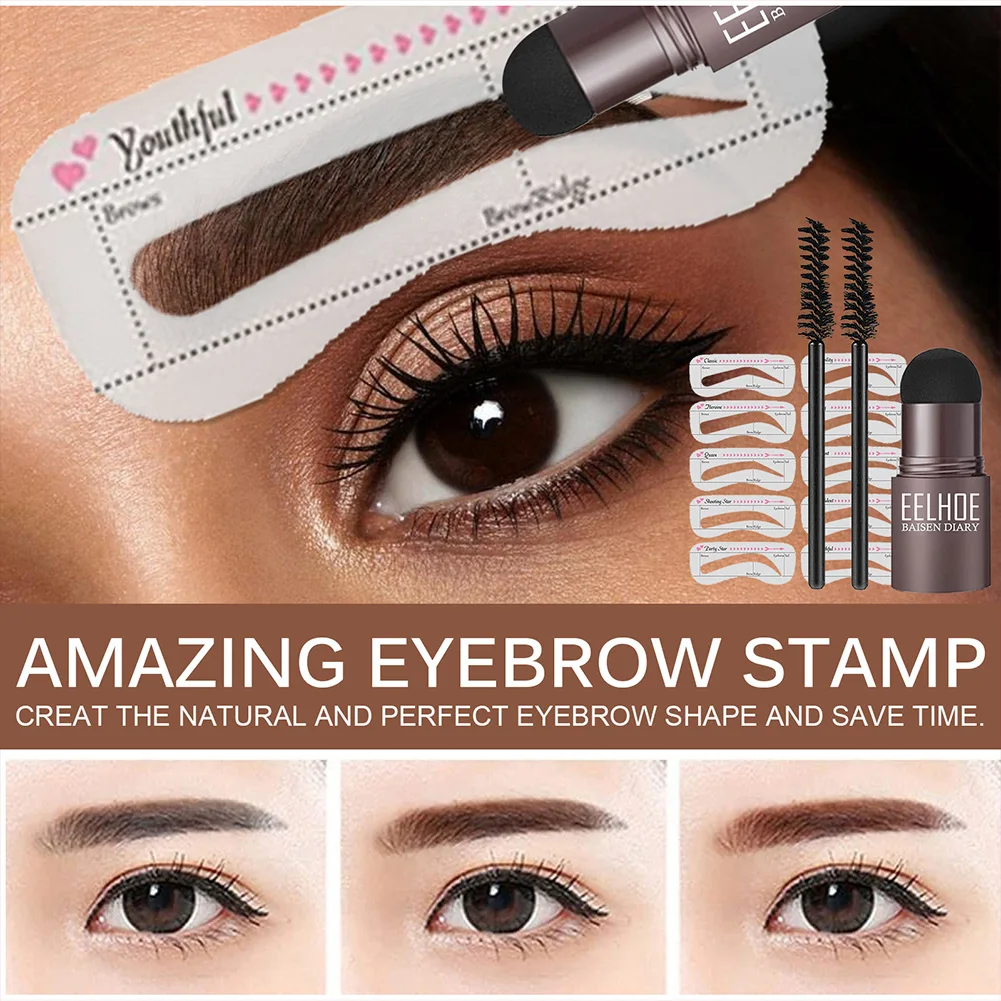 Dropship Professional Eye Brow One Step Eyebrow Stamp Shaping Kit Set Gel Stamp Makeup Kit Magic Eyebrow Stencils Eyebrow Brushe