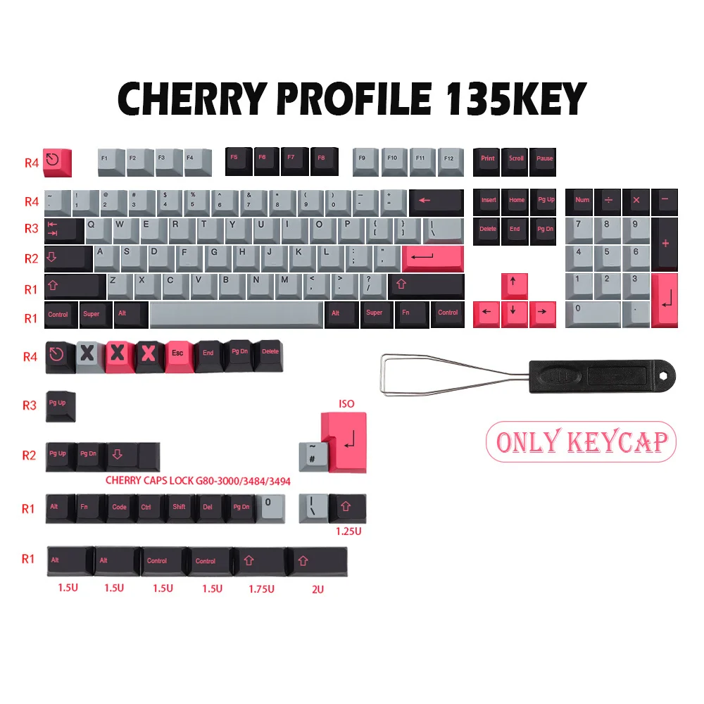 

135 Keys/set GMK 8008 Keycap Cherry Profile PBT Dye Subbed Keycaps For 61 64 68 71 75 84 87 96 980 108 Mechanical Keyboard