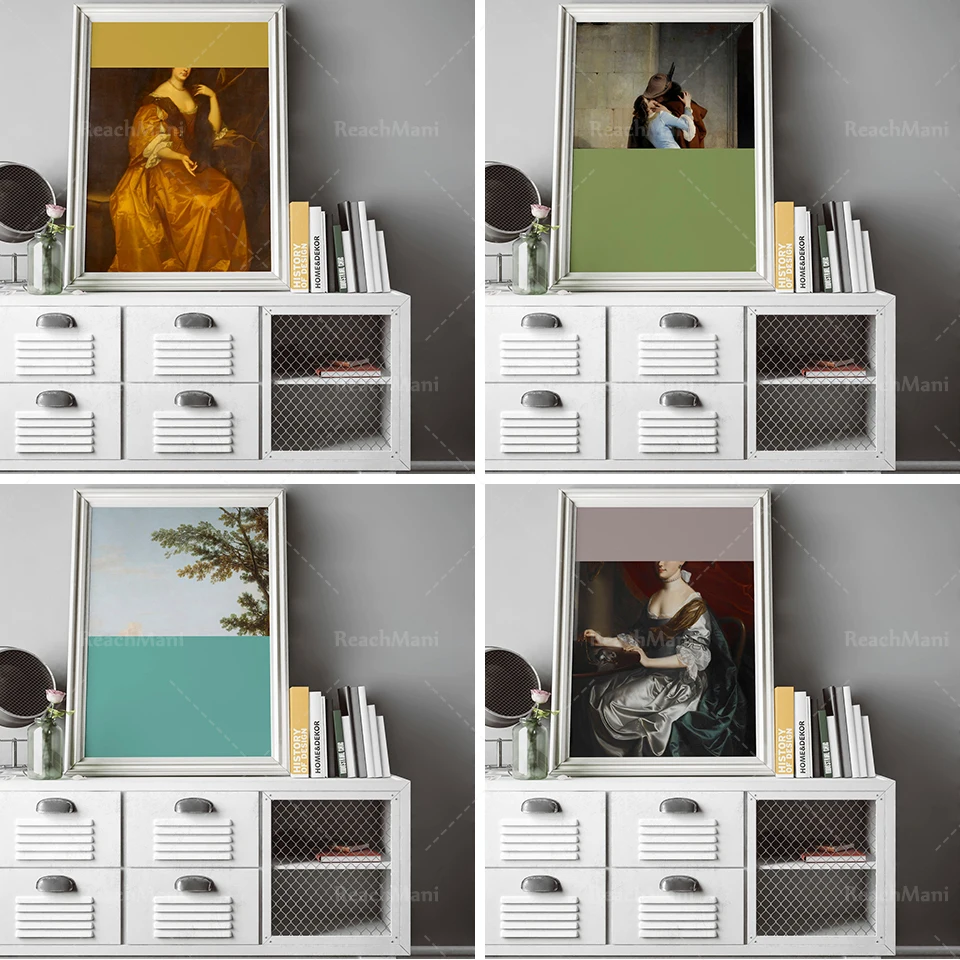 Dipped Portrait Painting Printable Artwork, Printable Decor Surreal Wall Art Altered Art Antique Oil Painting Portrait Download