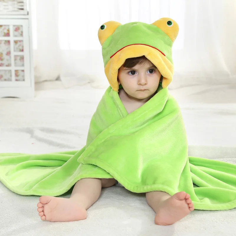 Cartoon Frog Baby Towel Bath soft Flannel Towel With Hat baby Wash Bath Towel Newborn Toddler kids Towels Baby Nap Blankets