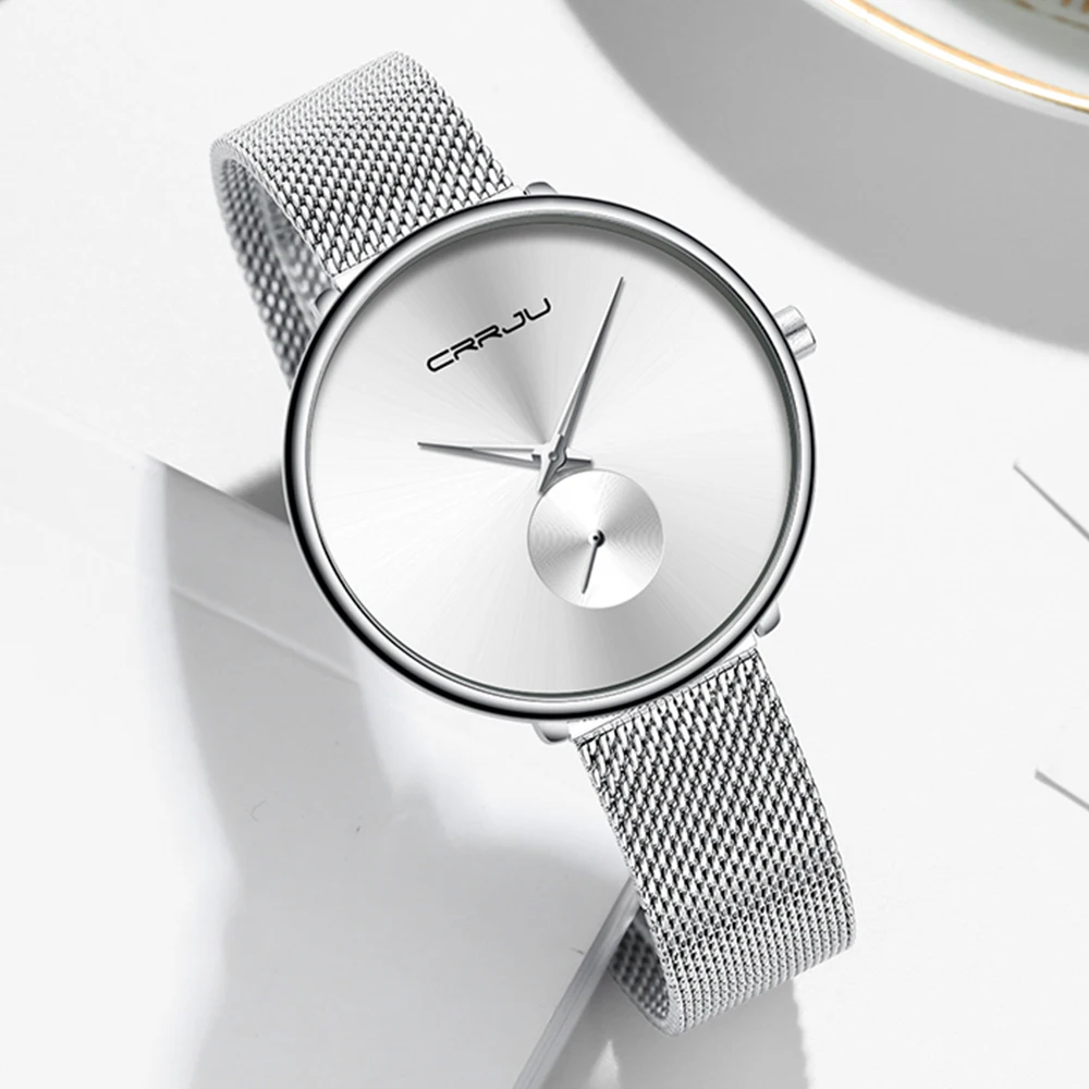 CRRJU-Montre de Luxe Minimaliste et Étanche pour Femme, Bracelet Fin, Cadeau, 2021