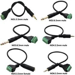 Macho para terminal de parafuso AV, Jack estéreo masculino, conector do bloco, Balun Vídeo AV, 3.5mm, 4 Pole, 6.5mm, 3 Pole