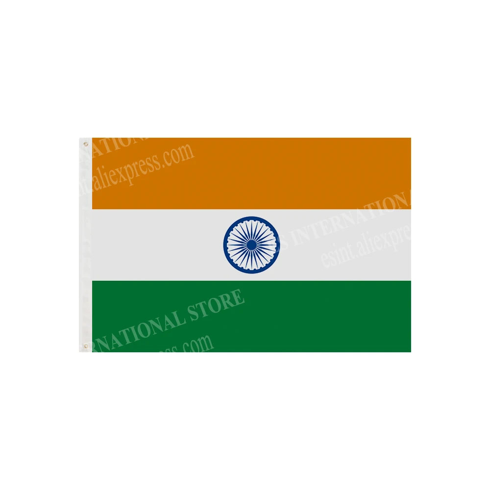 India Flag National Graphic Custom Printed Hanging Banner Design Outdoor Sport Polyester Shaft Cover Grommets 3X5FT 90X150CM