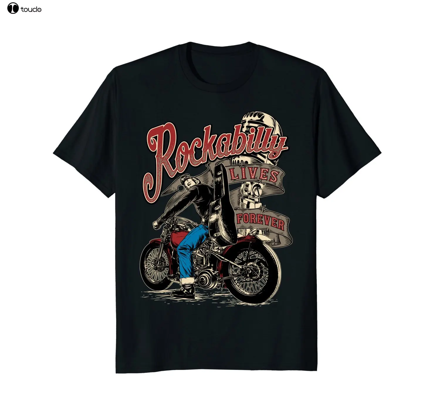 Tops Cool T Shirt Biker Shirt Rockabilly Lives Forever - Custom Motorcycle O-Neck Tshirt Homme