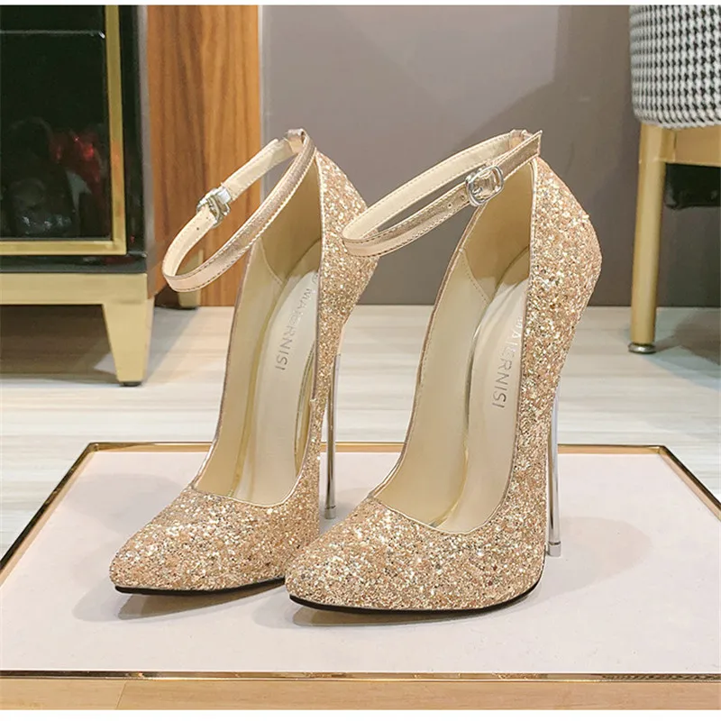 2020 New Arrival Women 16cm Extreme High Heel Pumps Pointed Toe Sexy Thin Heel Fetish Stilettos Party Unisex shoes Large Size 46