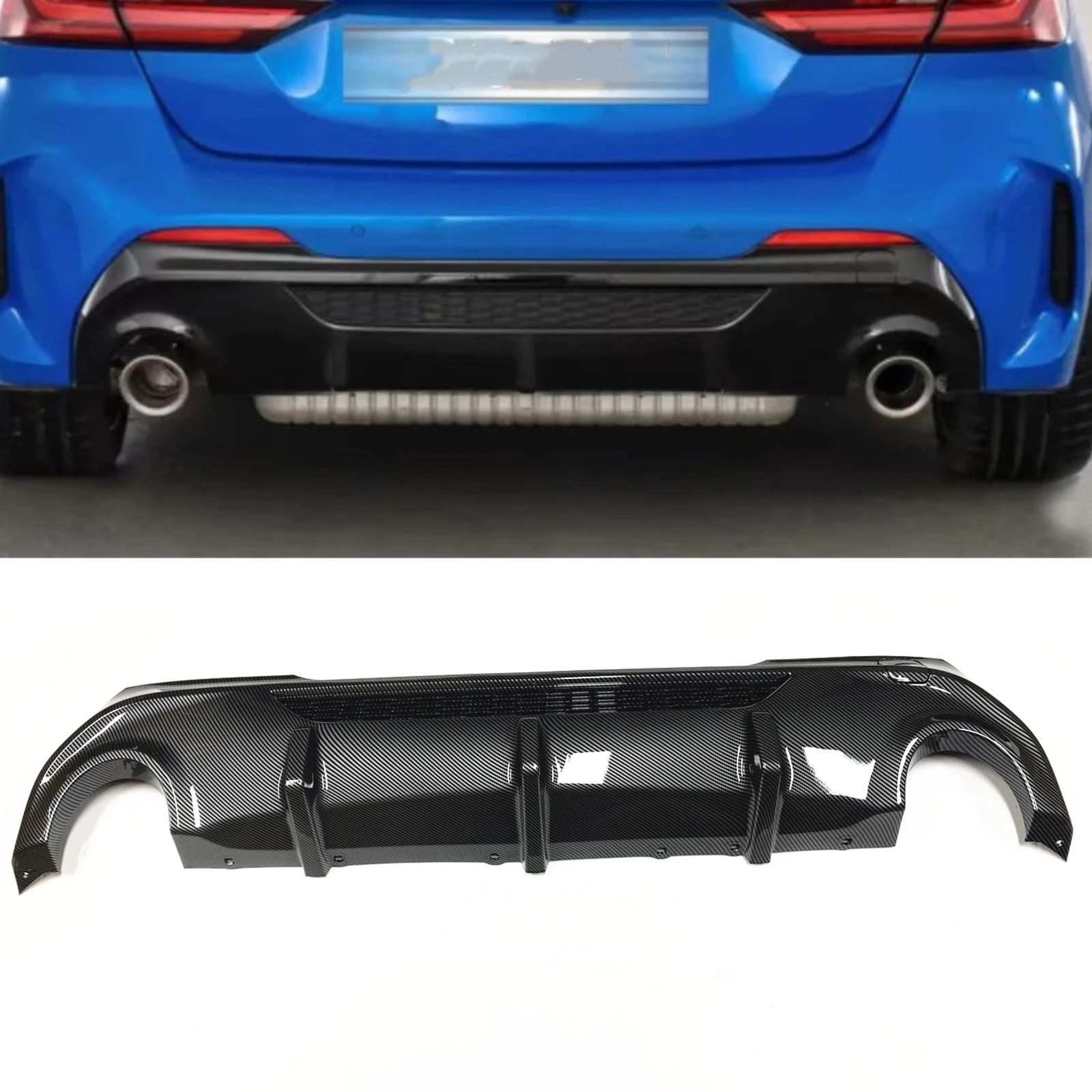 

Rear Bumper Diffuser Lip For BMW 1 Series F40 2019 2020 2021 2022 2023 2024 M Sport M135i Carbon Fiber Look/Gloss Black Spoiler