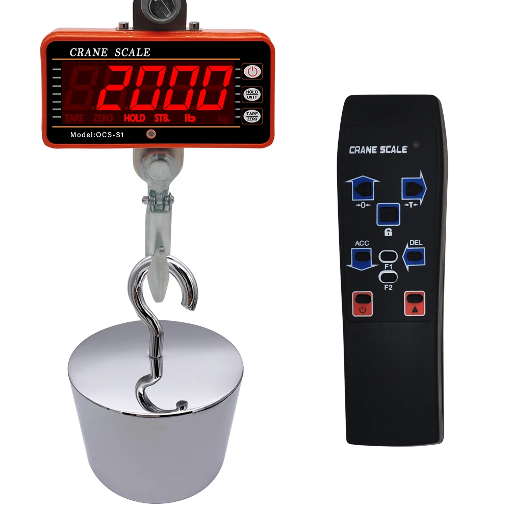 1000kg/500kg Digital Crane Scale Industrial Heavy Duty Scale High Accuracy Electronic Hanging Scale with HD Large Screen