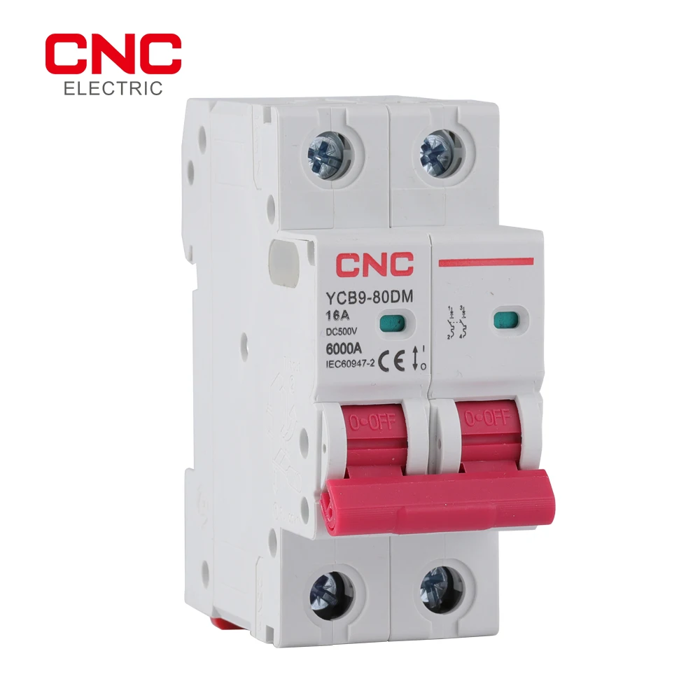 

CNC YCB9-80DM 2P DC MCB 6KA 500V Mini Circuit Breaker 16A 20A 25A 32A 40A 50A DC safety protection