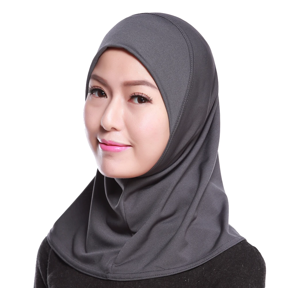 Dalaman syal wanita, jilbab Muslim satu potong Amira jilbab syal Turban penutup Leher penuh syal Bonnet topi hiasan kepala