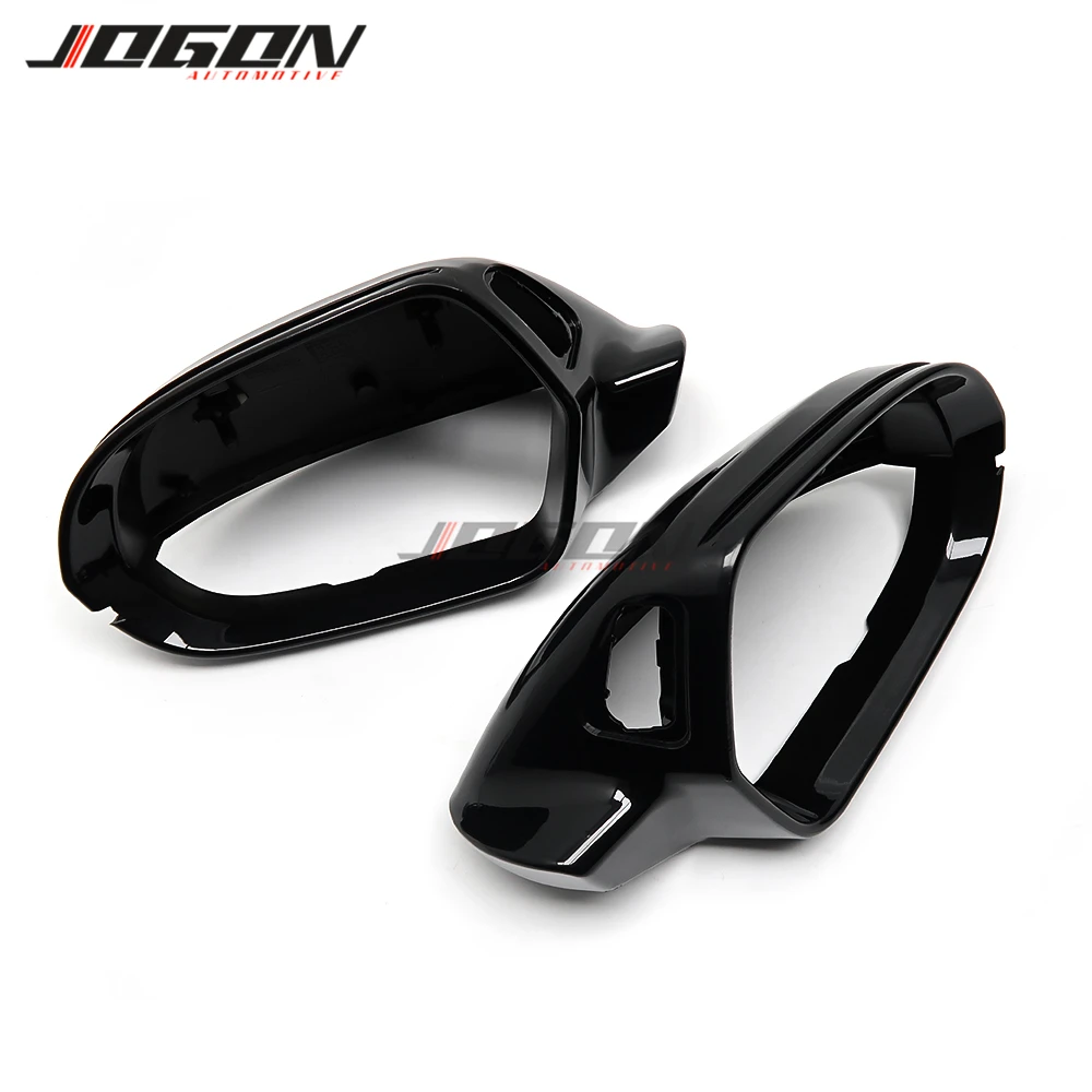 광택 블랙 사이드 윙 백미러 커버 케이스 캡, 아우디 A6 RS6 S6 C7 C7.5 4G 2011-2015 2016 2017 2018