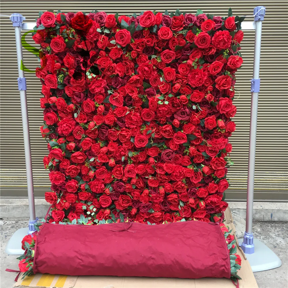 

SPR Rustic Wedding Events Ceiling Decoration Black Rose Hydrangea Artificial Roll Up Flower Backdrop Wall