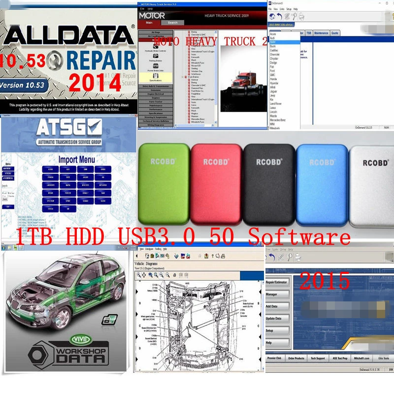 Alldata Softwar All data 10.53 Atsg MOTO HEAVY TRUCK 50in1 with 1TB Hdd Auto Repair USB3.0 Hraddisk