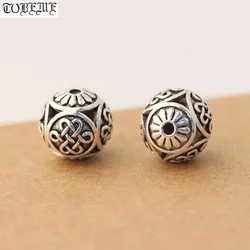 Handmade 100% 925 silver Tibetan beads 925 sterling Tibetan Endless KNot Beads Good Luck Loose Beads Jewelry Findings