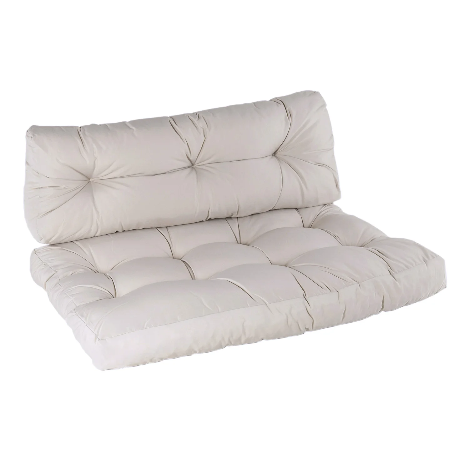 Pallet cushions | Seat cushion 80x120x16 cm + back cushion 42x120x16 cm | Cream Color | Water repellent, outdoor cushions, garden cushion, outdoor pillows, pallet sofas cushions, pallet cushions