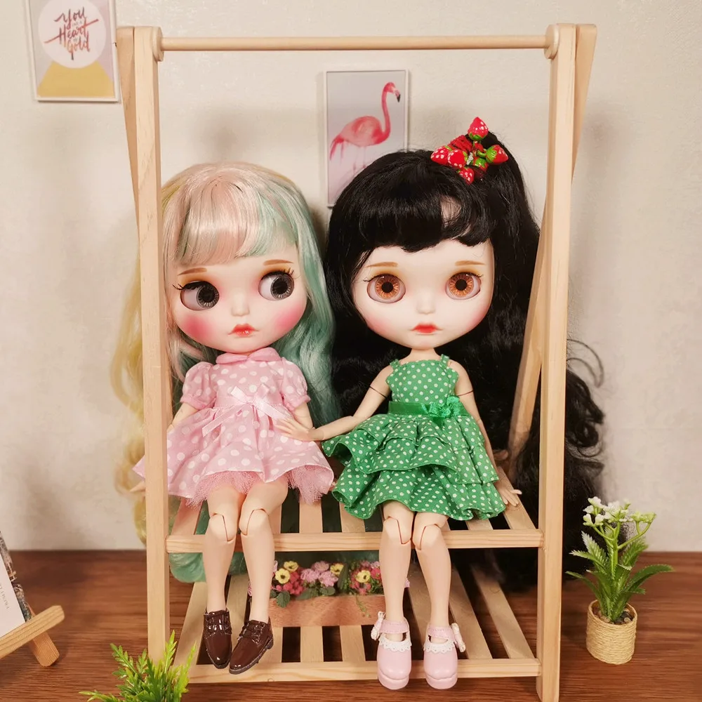 ICY DBS Blyth Doll Black and Green mixed hair joint body Including clothes and shoes customized face 1/6 BJD azone neo