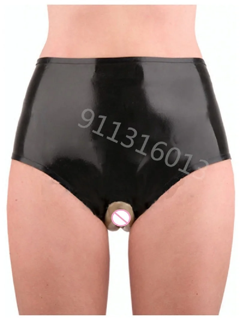 Handmade Woman Latex Panties Rubber Boxer Shorts Briefs With Anal Condom&Vaginal Lips Women Short Pants (no vaginal condom)