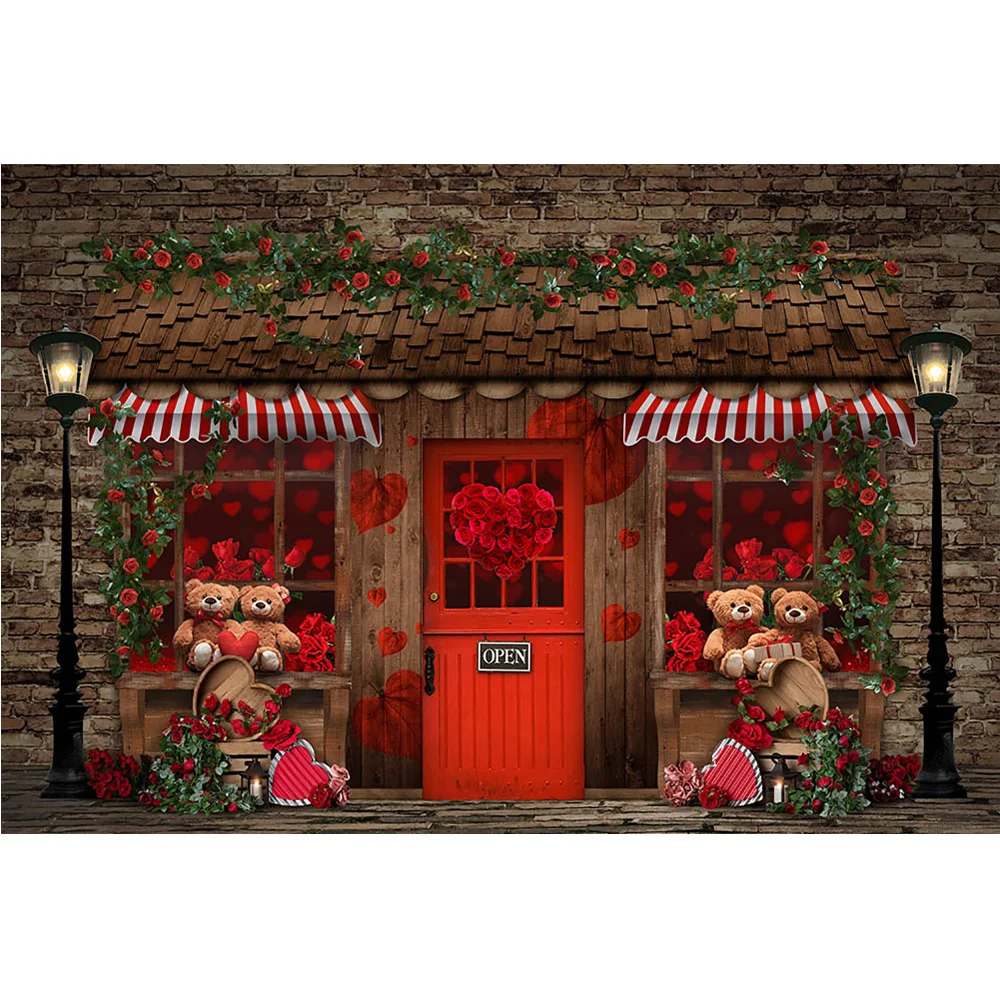 ロマンチックな結婚式の肖像画の背景,バレンタインデーの背景,赤いバラ,レンガの壁,花,クマ,写真,フォトコール