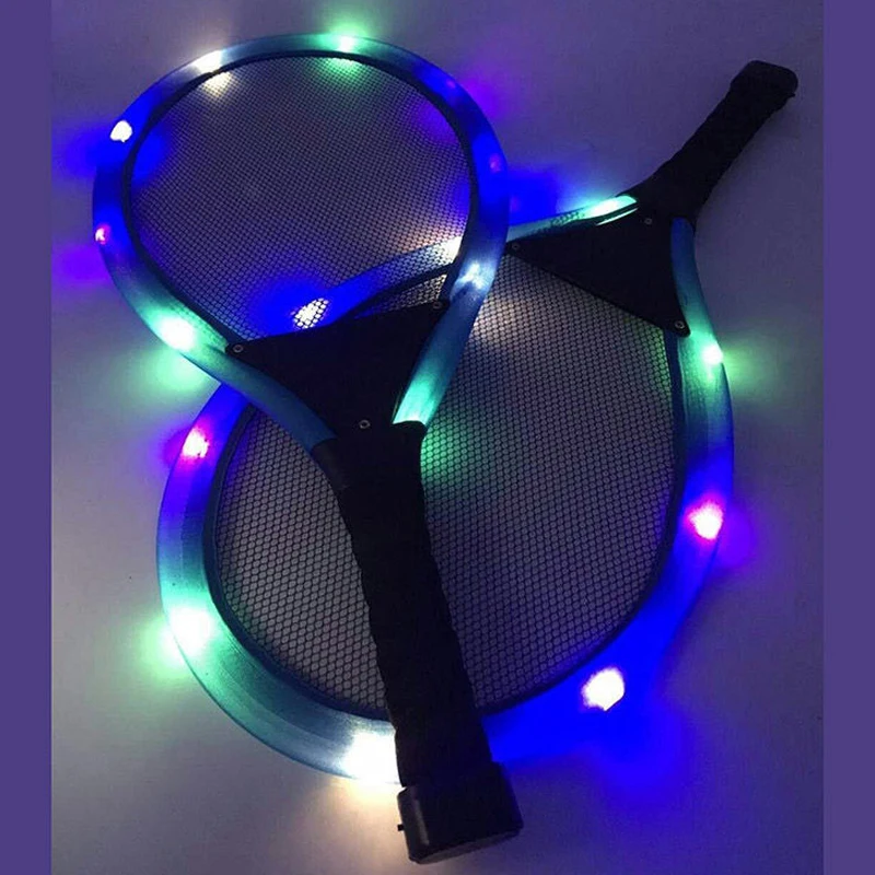 Family Entertainment Outdoor Night Light Training Durable LED Badminton Racket Sets Carbon Fibre Sports Fitness Equipment