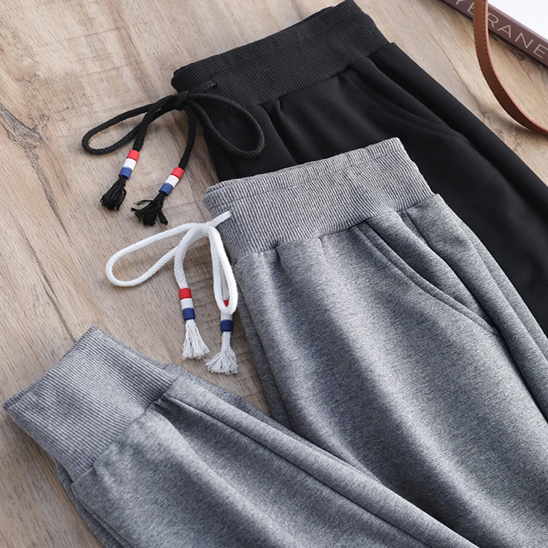 Casual High Waist Loose Sweatpants Trousers With Pocket 2022 Spring Autumn Black Gray Baggy Joggers Women Sweat Pants 5XL 52 54