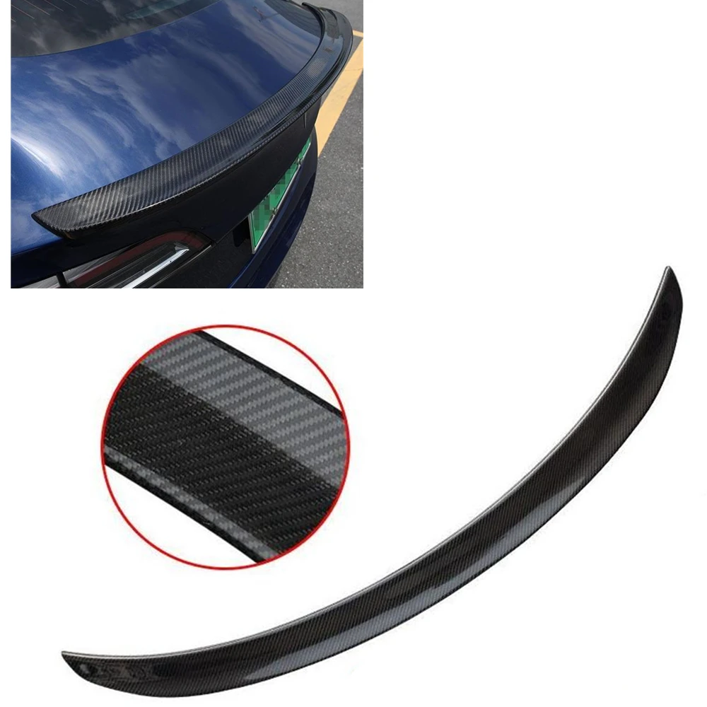 

For Tesla Model S 4 Door Sedan 2012-2024 Carbon Fiber Rear Trunk Lid Spoiler Wing Tailgate Lid Upper Splitter Lip Decklid Trim