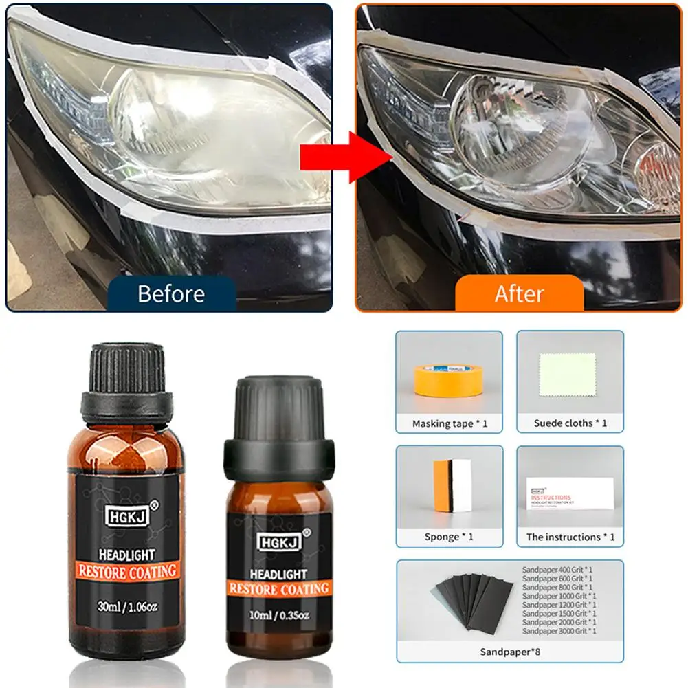 

Car Headlight Repair Renewal Kit Headlight Repair Liquid Lamp Renovation Agent Cleaning Brightener Restoration Scratch Remover