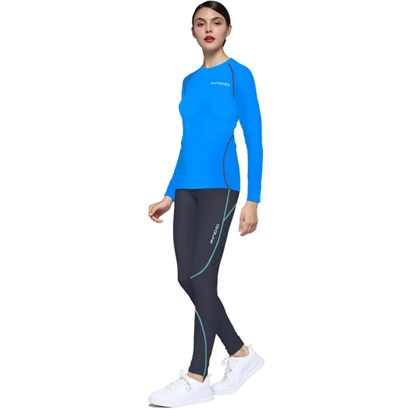 

Findci Women's 2PCS/Set Dry Fit Athletic Compression Long Sleeve T Shirt Legging Fitness Suit Baselayer