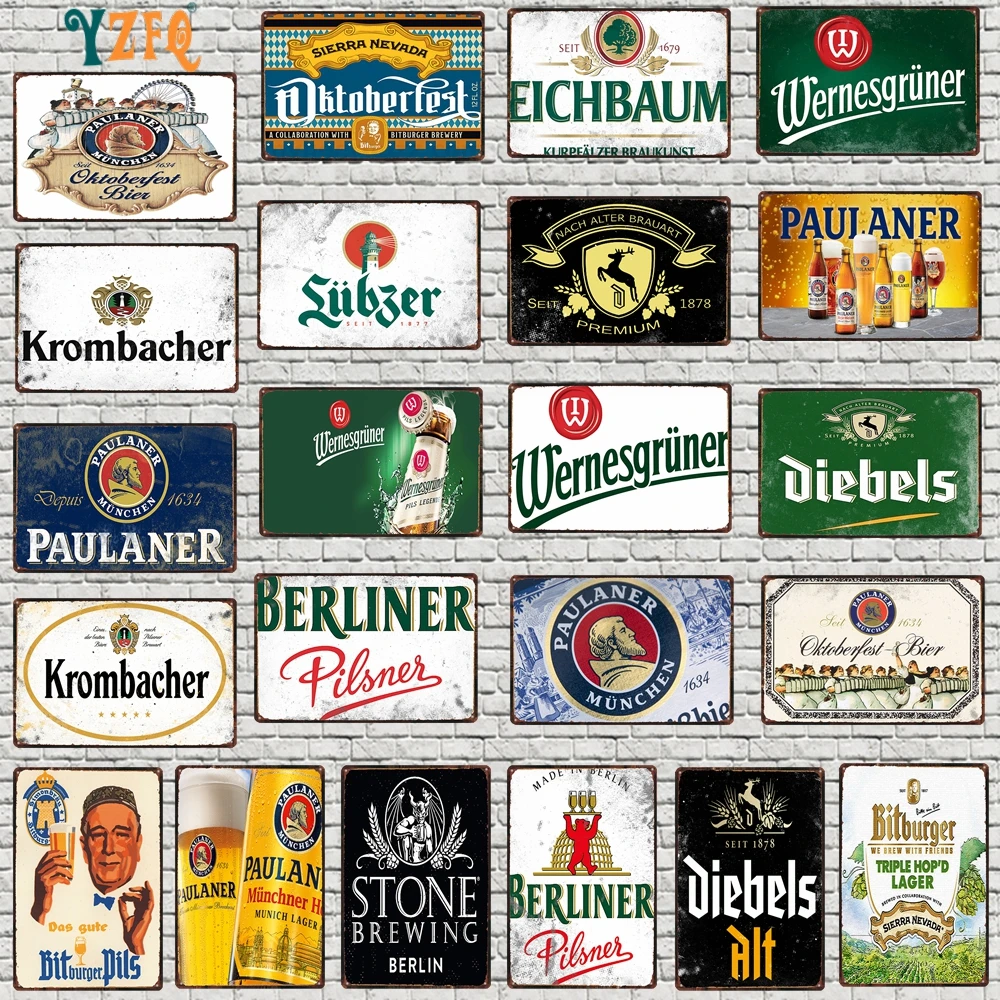 [YZFQ ] German Beer Vintage Signs Metal  Retro Plates For Wall Bar Home Pub Art Kitchen Restaurant Decoration 30X20CM DU-9984A