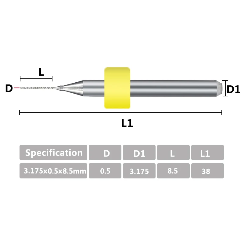 XCAN كربيد PCB لقمة ثقب 0.5 مللي متر مجموعة لقمة ثقب CNC صغيرة لحفر لوحة دوائر كهربائية للطباعة