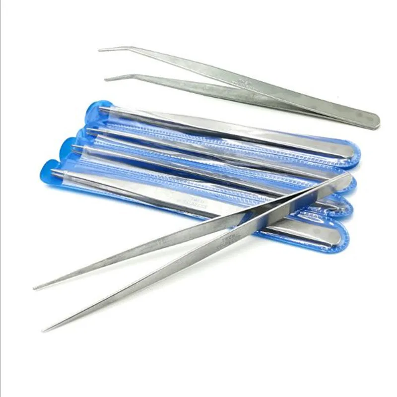 5 Pcs Industrial Tweezers Anti-static Curved Straight Tip Stainless Tweezer For Electronics Repair Sewing Machine Thread Take-up