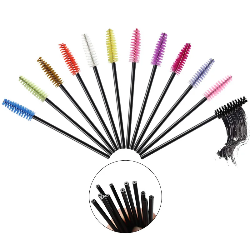 HOT 50 Pcs Disposable hollow rod mascara brush eyebrow Eye Lash Black Wand brushes  Eyelash Extension women Makeup tools